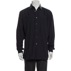 Peter Millar Gray Gihgam Plaid Classic Cotton Dress Shirt Medium